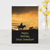 Grootzoon Happy Birthday Cowboy en paarden Kaart (Gele Bloem)