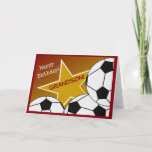 Grootzoon - Happy Birthday Soccer Loving Grandson Kaart<br><div class="desc">Fun card om je voetballiefhebbende kleinzoon een gelukkige verjaardag te wensen. Voeg een afbeelding van je kleinzoon toe met het uniform van zijn favoriete voetbalteam aan de binnenkant van de kaart voor een extra speciale aanraking.</div>