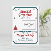 Grootzoon kerstfeestdag Gift Kaart Holder (Staand voorkant)