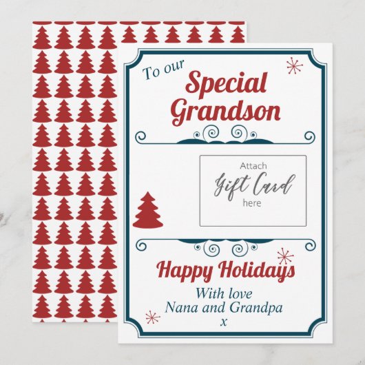 Grootzoon kerstfeestdag Gift Kaart Holder (Voorkant / Achterkant)
