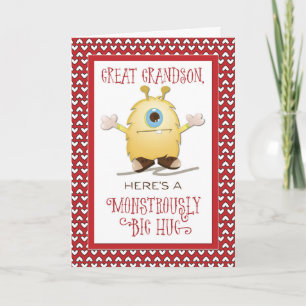 Grootzoon Monster Hug Valentijn Hearts Feestdagen Kaart