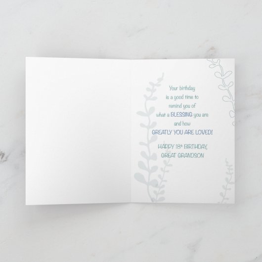 Grootzoon Religieuze 18e verjaardag Hand Drawn Kaart (Binnen)