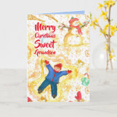 Grootzoon Snowman Angels Winter Kaart (Gele Bloem)