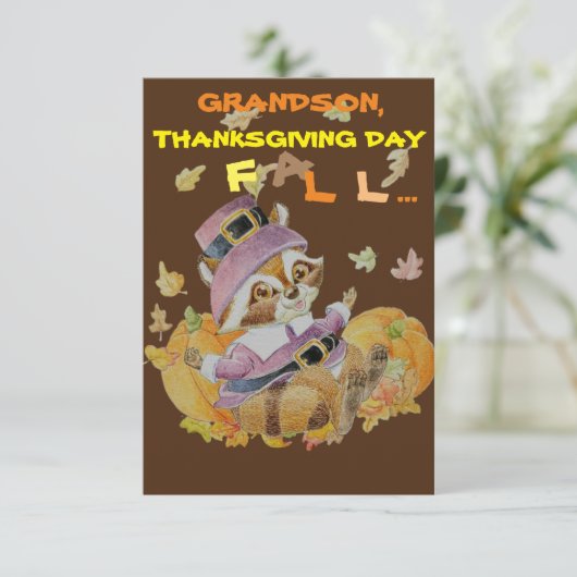 Grootzoon Thanksgiving groetkaart Bedankkaart (Staand voorkant)