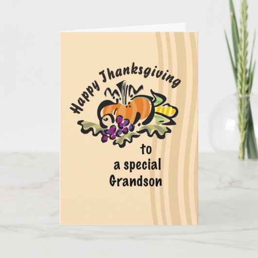 Grootzoon Thanksgiving met pompoenillustratie Kaart (Voorkant)