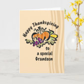 Grootzoon Thanksgiving met pompoenillustratie Kaart (Gele Bloem)