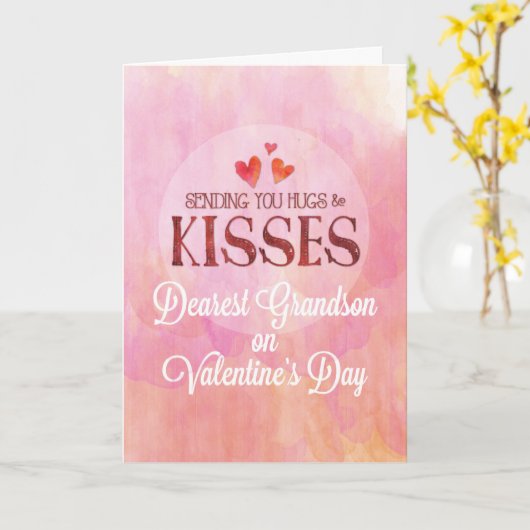 Grootzoon Valentijn die handschoenen en kisses stu Kaart (Gele Bloem)