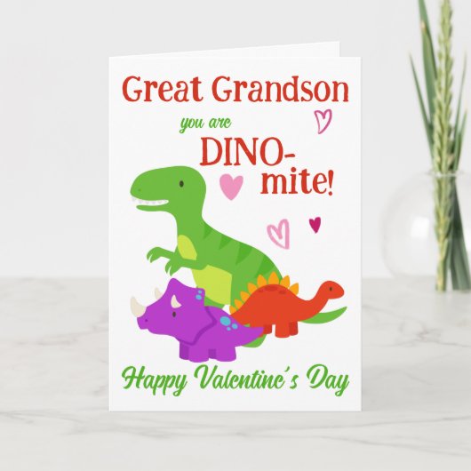 Grootzoon Valentijnsdag Dino-mite Feestdagen Kaart (Voorkant)