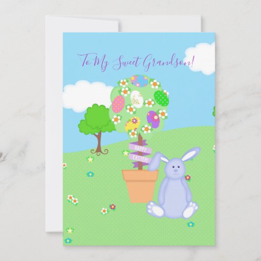 Grootzoon van de blauwe Bunny Feestdagenkaart (Voorkant)