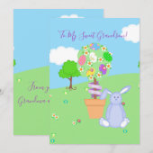 Grootzoon van de blauwe Bunny Feestdagenkaart (Voorkant / Achterkant)