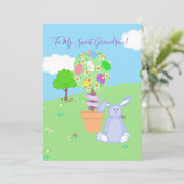 Grootzoon van de blauwe Bunny Feestdagenkaart (Staand voorkant)