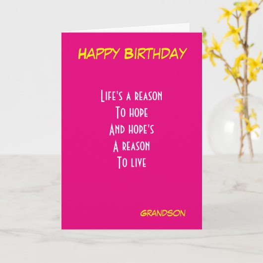 Grootzoon verjaardag kaart (Gele Bloem)