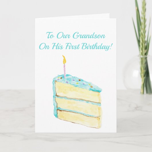Grootzoon's eerste geboorte Waterverf Cake Kaart (Voorkant)