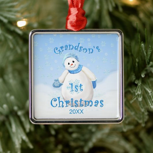 Grootzoon's eerste kerstfeest Snowman Ornament (Boom)