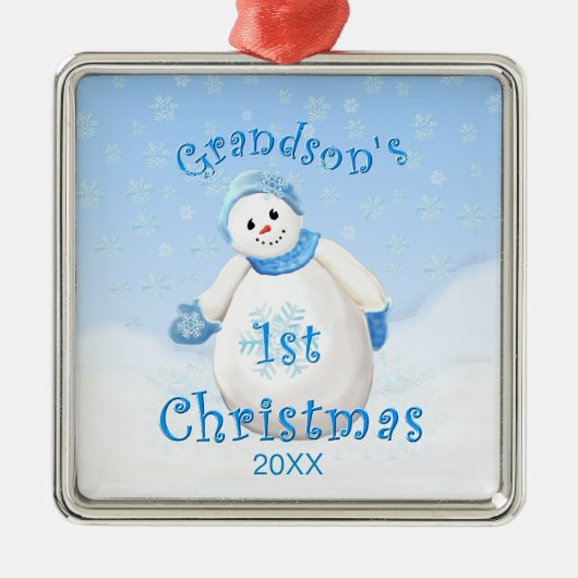 Grootzoon's eerste kerstfeest Snowman Ornament (Voorkant)