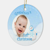 Grootzoon's eerste kerstman Snowman Keramisch Ornament (Links)