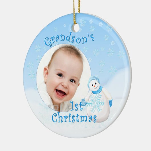 Grootzoon's eerste kerstman Snowman Keramisch Ornament (Links)
