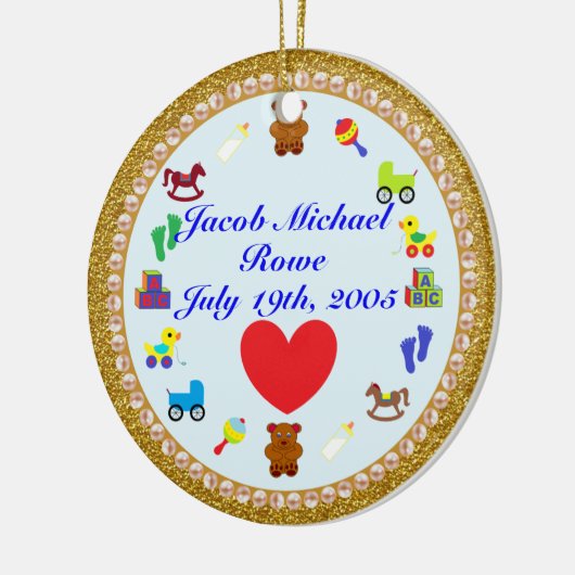 Grootzoon's persoonlijke kerstversiering keramisch ornament (Links)