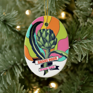 Groove artichoke culinair voetstuk kerst keramisch ornament