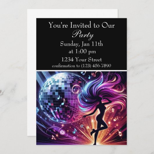 Groove & Glow: dansfeest vibe Kaart (Voorkant / Achterkant)