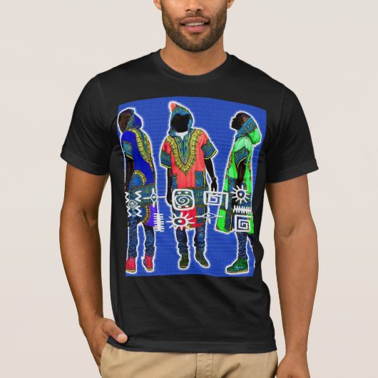 Groove Kings:  Afrocentrische Silhouetten Mannen T-shirt (Voorkant)