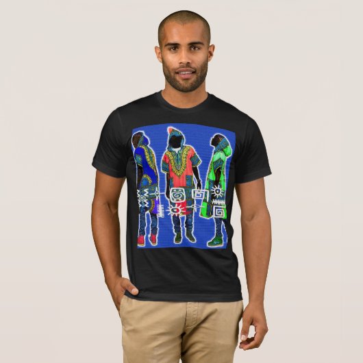 Groove Kings:  Afrocentrische Silhouetten Mannen T-shirt (Voorkant volledig)