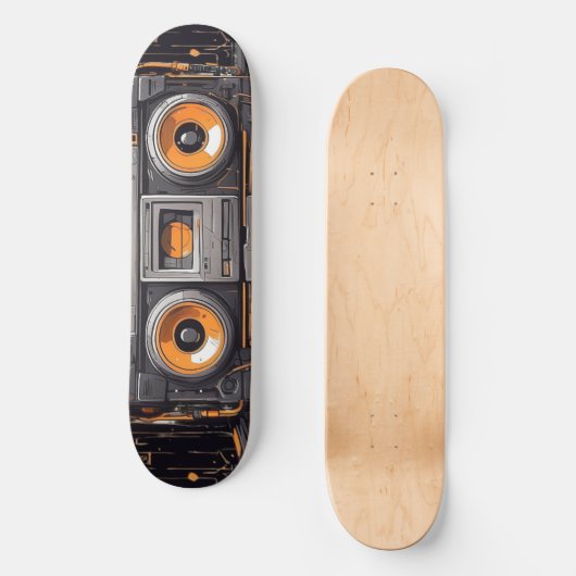 Groove On the Move: Retro Boombox Persoonlijk Skateboard (Voorkant)