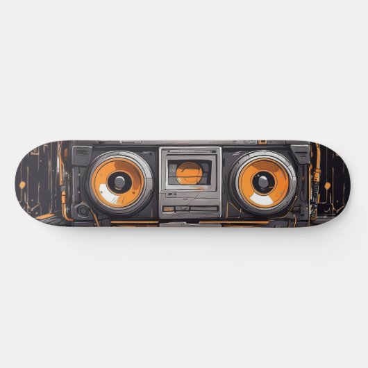 Groove On the Move: Retro Boombox Persoonlijk Skateboard (Horizontaal)