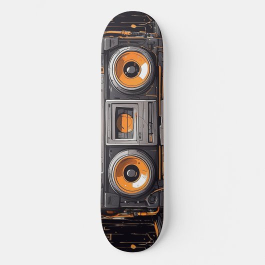 Groove On the Move: Retro Boombox Persoonlijk Skateboard (Voorkant)