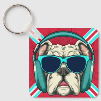 Groove Pup Metalen Vierkante Sleutelhanger