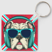 Groove Pup Metalen Vierkante Sleutelhanger (Achterkant)