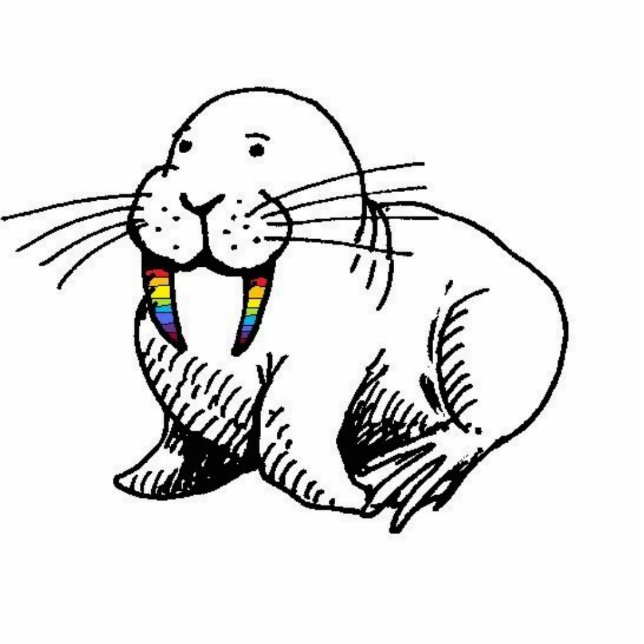 Groove Tusk walrus sculptuur Staand Fotobeeldje (Voorkant)