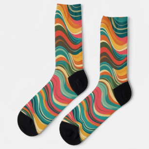 Groove Waves 70s Psychedelic Line Pattern Collecti Sokken
