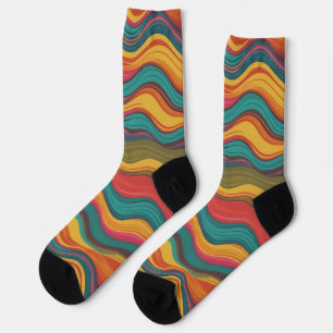 Groove Waves 70s Psychedelic Line Pattern Collecti Sokken