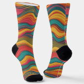 Groove Waves 70s Psychedelic Line Pattern Collecti Sokken (Gebogen)