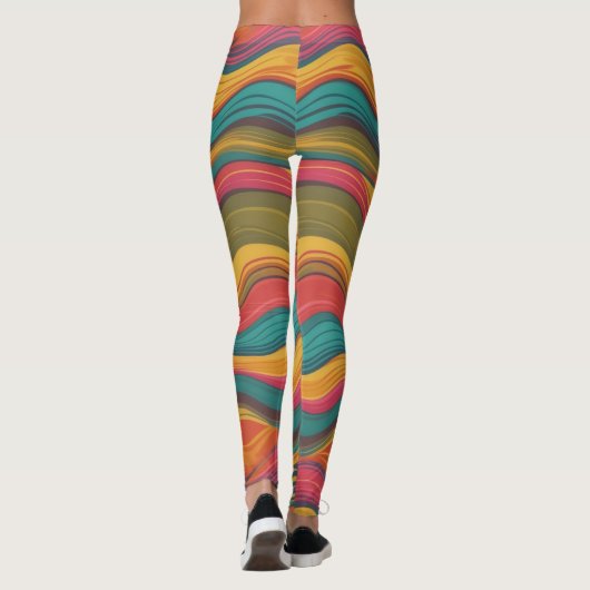 Groove Waves 70s Psychedelic Line Pattern Leggings (Achterkant)