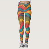 Groove Waves 70s Psychedelic Line Pattern Leggings (Voorkant)