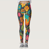 Groove Waves 70s Psychedelic Line Pattern Leggings (Voorkant)