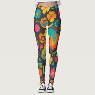 Groove Waves 70s Psychedelic Line Pattern Leggings
