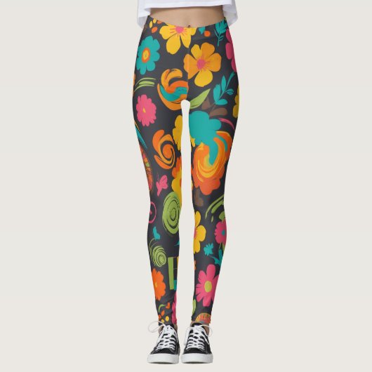 Groove Waves 70s Psychedelic Line Pattern Leggings (Voorkant)