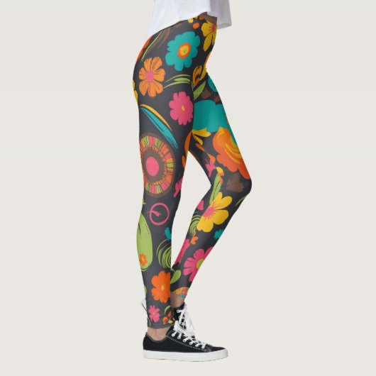 Groove Waves 70s Psychedelic Line Pattern Leggings (Rechts)