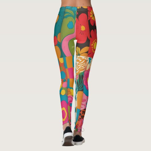 Groove Waves 70s Psychedelic Line Pattern Leggings (Achterkant)