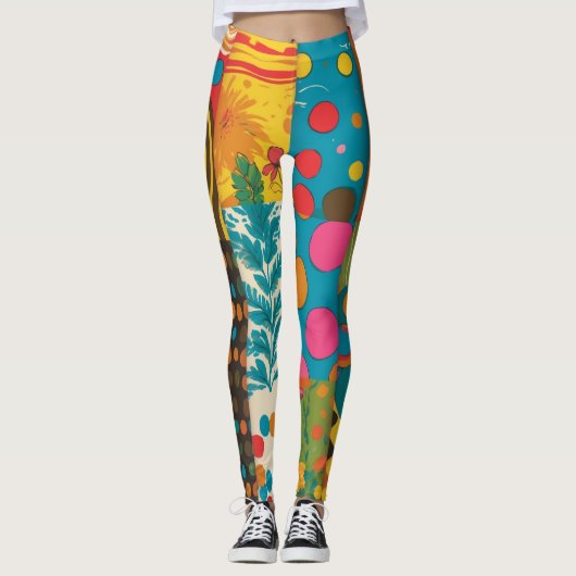 Groove Waves 70s Psychedelic Line Pattern Leggings (Voorkant)