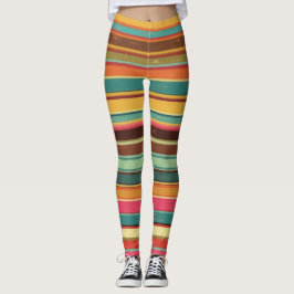 Groove Waves 70s Psychedelic Line Pattern Leggings