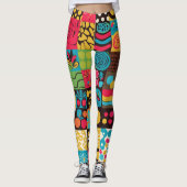 Groove Waves 70s Psychedelic Line Pattern Leggings (Voorkant)