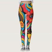 Groove Waves 70s Psychedelic Line Pattern Leggings (Voorkant)