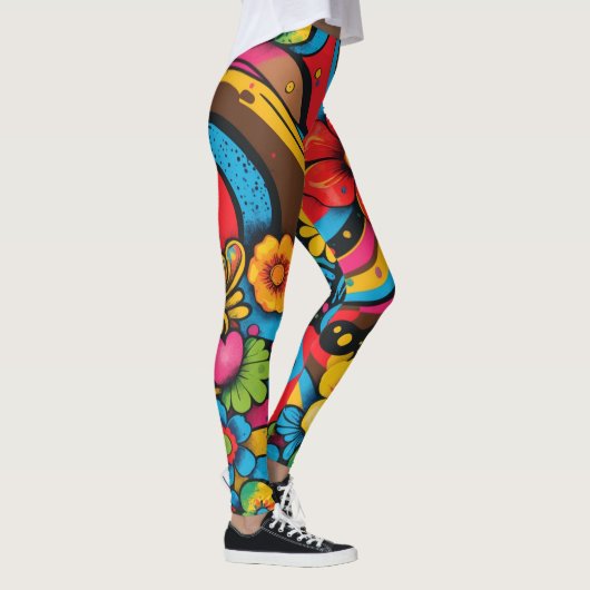 Groove Waves 70s Psychedelic Line Pattern Leggings (Rechts)