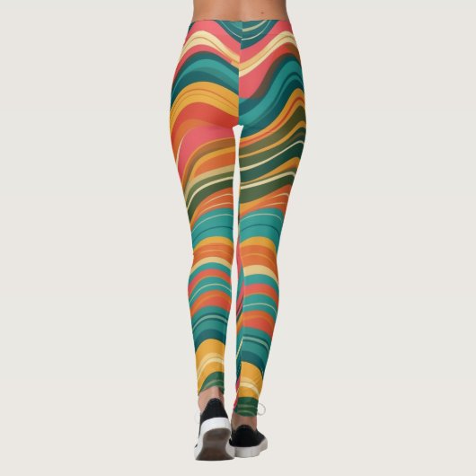 Groove Waves 70s Psychedelic Line Pattern Leggings (Achterkant)