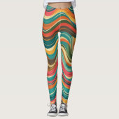 Groove Waves 70s Psychedelic Line Pattern Leggings (Voorkant)