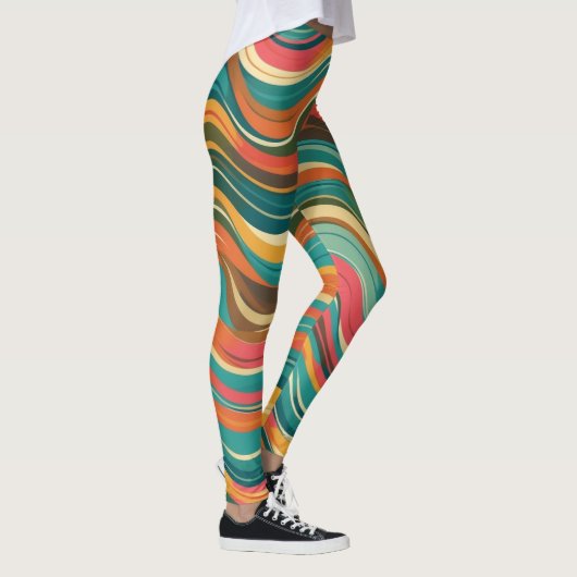 Groove Waves 70s Psychedelic Line Pattern Leggings (Rechts)